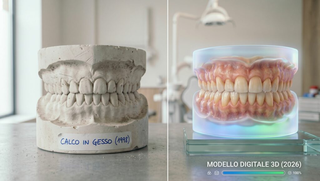 Differenza tra impronta tradizionale in gesso e modello digitale 3d.